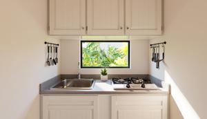 Desain Jendela Kecil untuk Dapur Sederhana (AI)