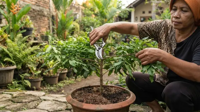 Pemangkasan Pohon Kelengkeng Pendek