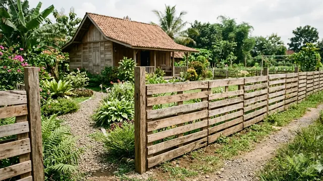 Ide Pagar Rumah dari Kayu Palet Bekas (Foto: Gemini AI)