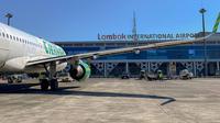 Pesawat maskapai penerbangan Citilink di Bandara Internasional Lombok, Nusa Tenggara Barat (NTB). (dok. Citilink)