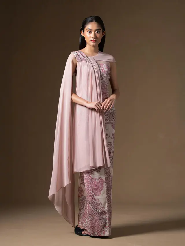 Model Batik Wanita Cape Kombinasi Chiffon Pastel