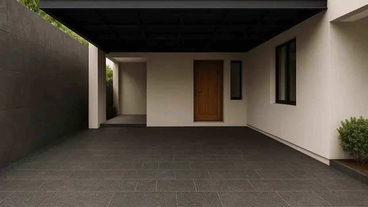8 Inspirasi Carport dengan Batu Andesit 2025, Tampil Kokoh dan Elegan di Hunian Minimalis