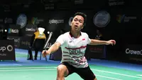 Tunggal putra Indonesia Anthony Sinisuka Ginting menyingkirkan unggulan lima asal Denmark, Jan O Jorgensen, di babak pertama Australia Open 2017. (Humas PP PBSI)