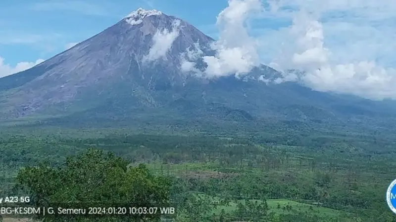 Gunung semeru di perbatasan Lumajang dan kabupaten Malang kembali erupsi Sabtu ini (Istimewa)