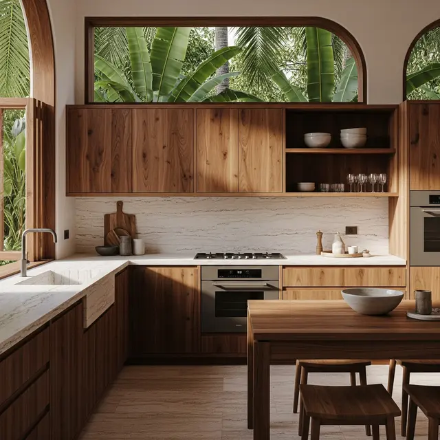 Desain Dapur Rumah Kayu dengan Nuansa Alami Hangat