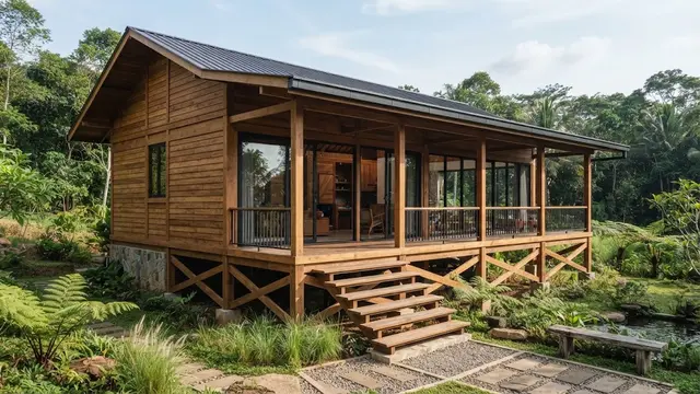 Rumah Kayu Minimalis yang Estetik