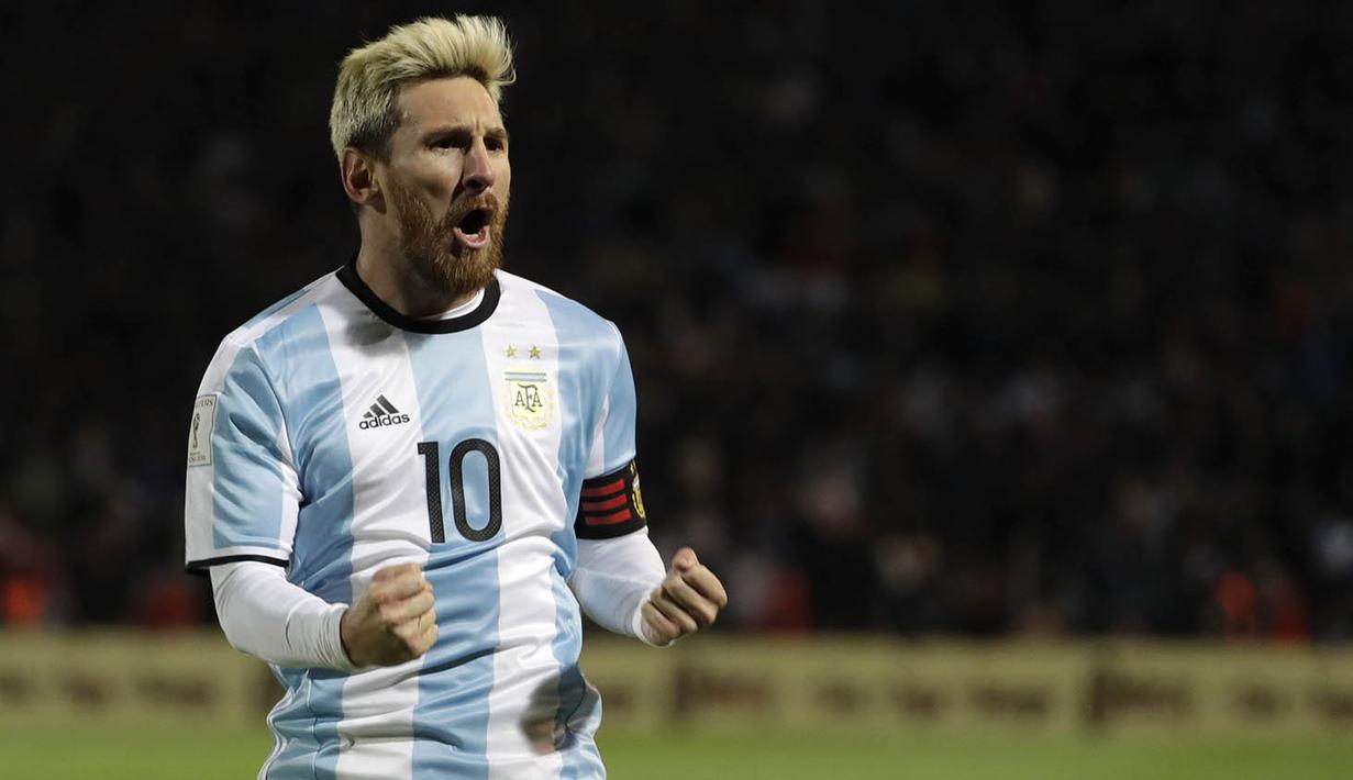 Gol tunggal kemenangan Argentina atas Uruguay diciptakan Lionel Messi pada menit ke-43. (AP/Natascha Pisarenko)