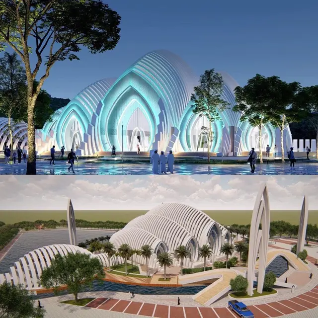 Desain Masjid Seribu Bulan, karya Gubernur Jabar Ridwan Kamil, di Purwokerto, Banyumas, Jawa Tengah. (Foto: Twitter Ridwan Kamil/Liputan6.com)