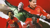 Manchester United - Mantan Pemain MU : Peter Schmeichel, Andrei Kanchelskis, Andy Cole, Carlos Tevez (Bola.com/Adreanus Titus)