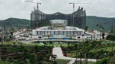 Foto menunjukkan Istana Kepresidenan Indonesia di Ibu Kota Nusantara, Penajam Paser Utara, Kalimantan Timur, pada tanggal 11 Juli 2024. (Yasuyoshi CHIBA/AFP)