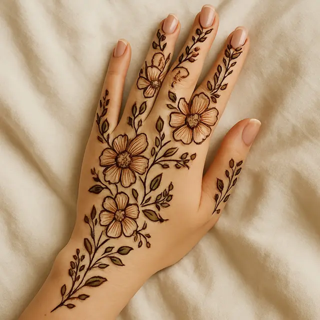 Henna Tangan Floral Mehndi (Foto: Rizka Nur Laily via ChatGPT)