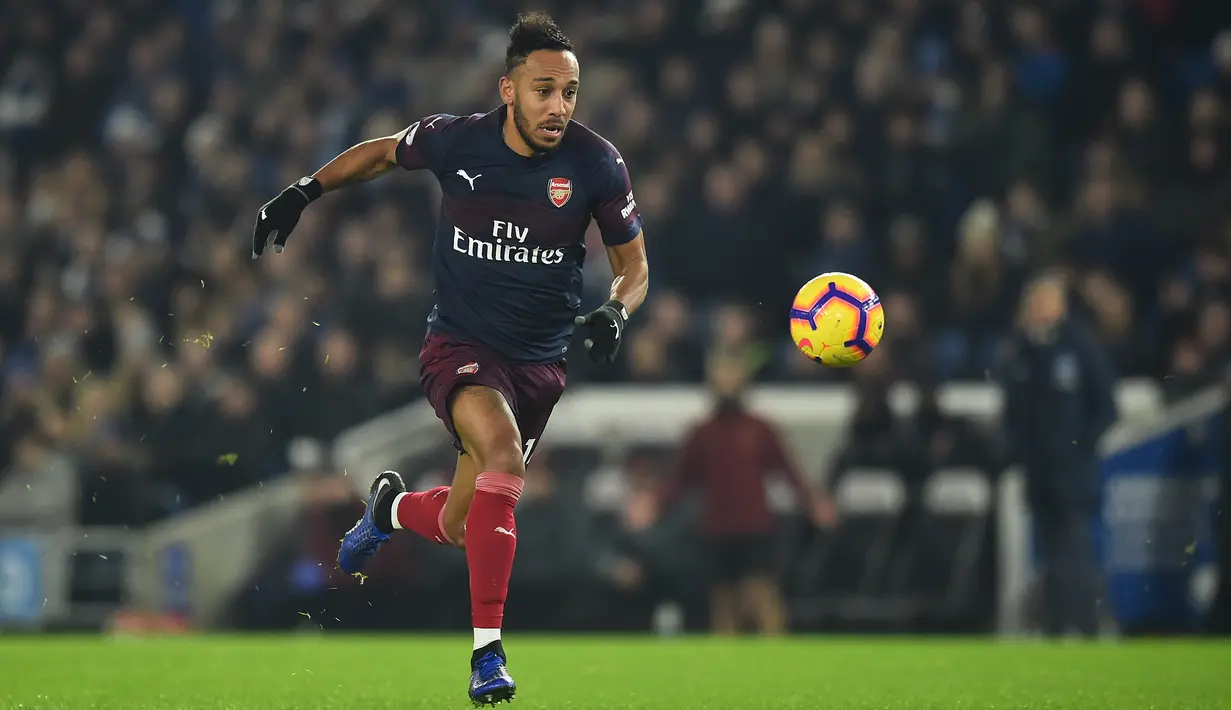 3. Pierre-Emerick Aubameyang (Arsenal) – Penyerang Arsenal Pierre-Emerick Aubameyang berada di urutan ketiga. Striker kelahiran Gabon ini memiliki kecepatan 35,5 km/jam. (AFP/Glyn Kirk)