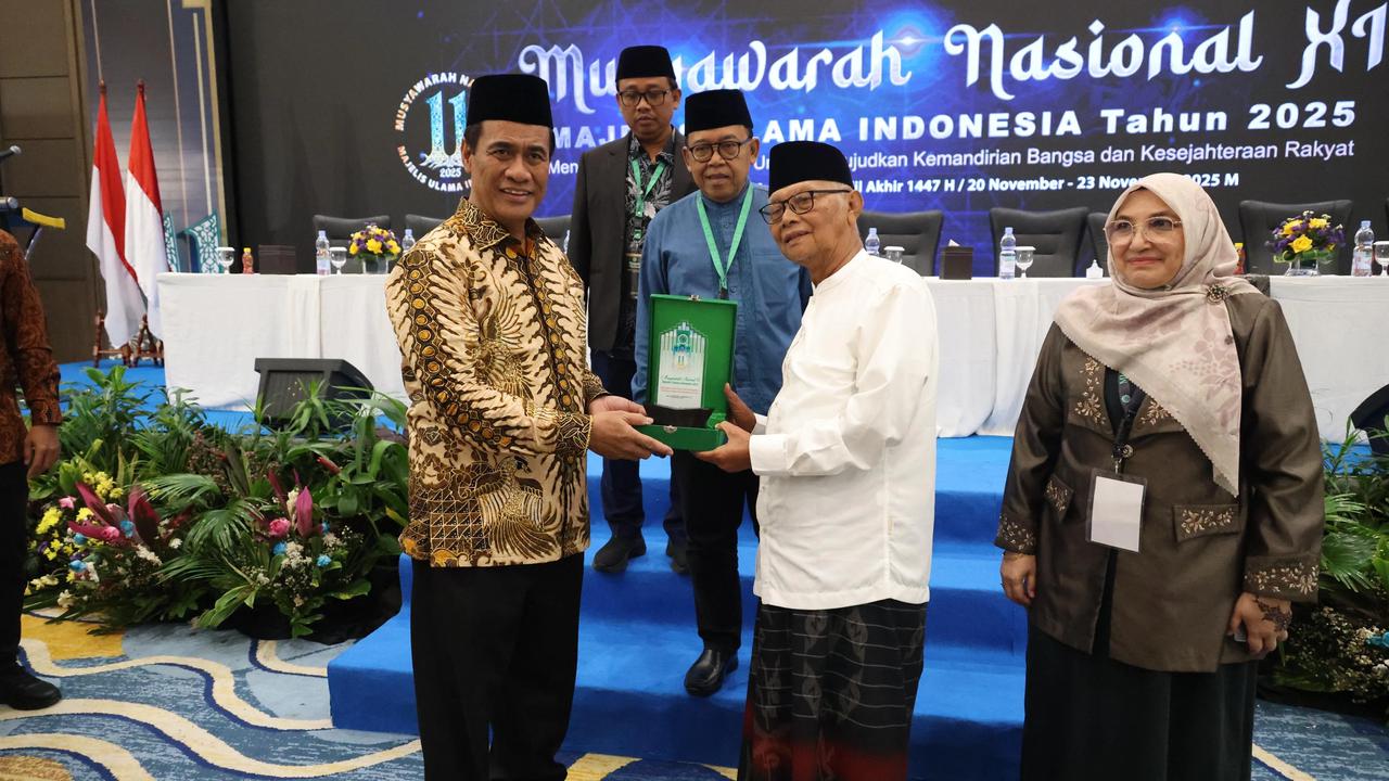 Menteri Pertanian Andi Amran Sulaiman saat menghadiri Munas XI Majelis Ulama Indonesia (MUI) 2025