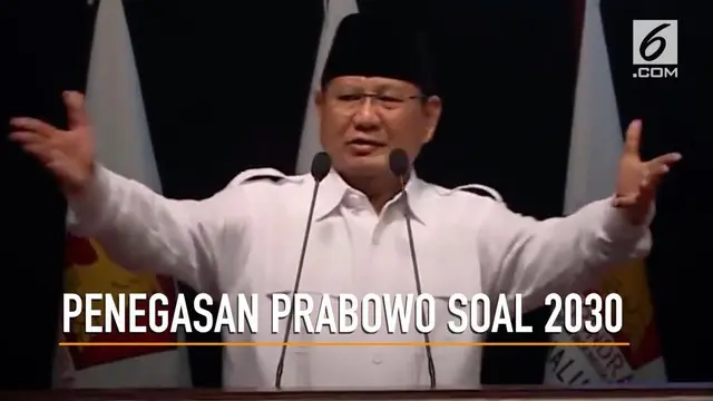 Ketua Umum Gerindra, Prabowo Subianto menegaskan, pernyataan soal Indonesia tidak ada lagi di tahun 2030 didasarkan scenario writting pihak asing.