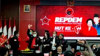 Sekjen PDIP Hasto Kristiyanto saat upacara perayaan HUT Repdem tersebut di Gedung Sekolah Partai di Jalan Lenteng Agung, Jakarta Selatan, Jumat (3/12/2021). (Istimewa)