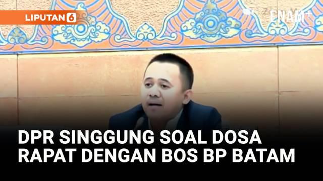 Anggota Komisi VI DPR RI dari Fraksi NasDem Rudy Bangun menyapa tamu yang hadir dalam rapat. Rudy sempat berguyon lebih banyak mana dosa dirinya dengan tamu yang hadir.