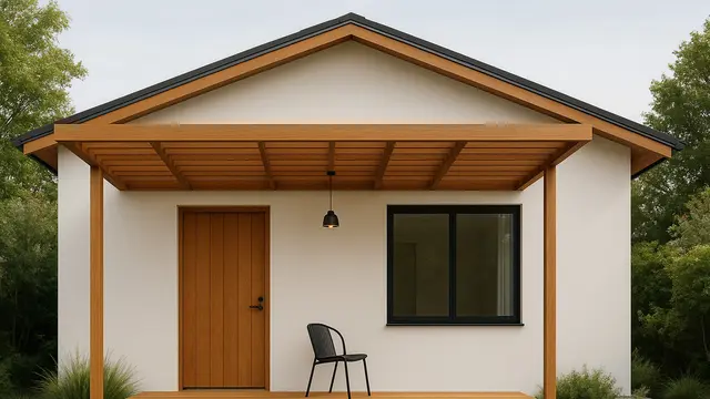 Model Rumah 6x12 dengan Kanopi Kayu/Ilustrasi gambar oleh AI