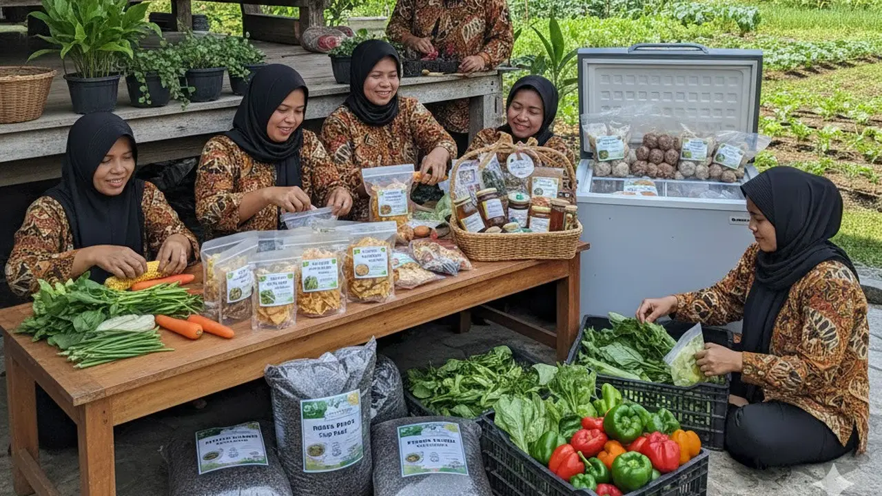 Ibu anggota Kelompok Wanita Tani berjualan (Gemini AI)