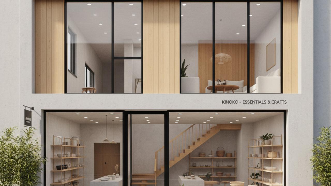 Ilustrasi Desain Rumah Minimalis Depan Toko Gaya Japandi