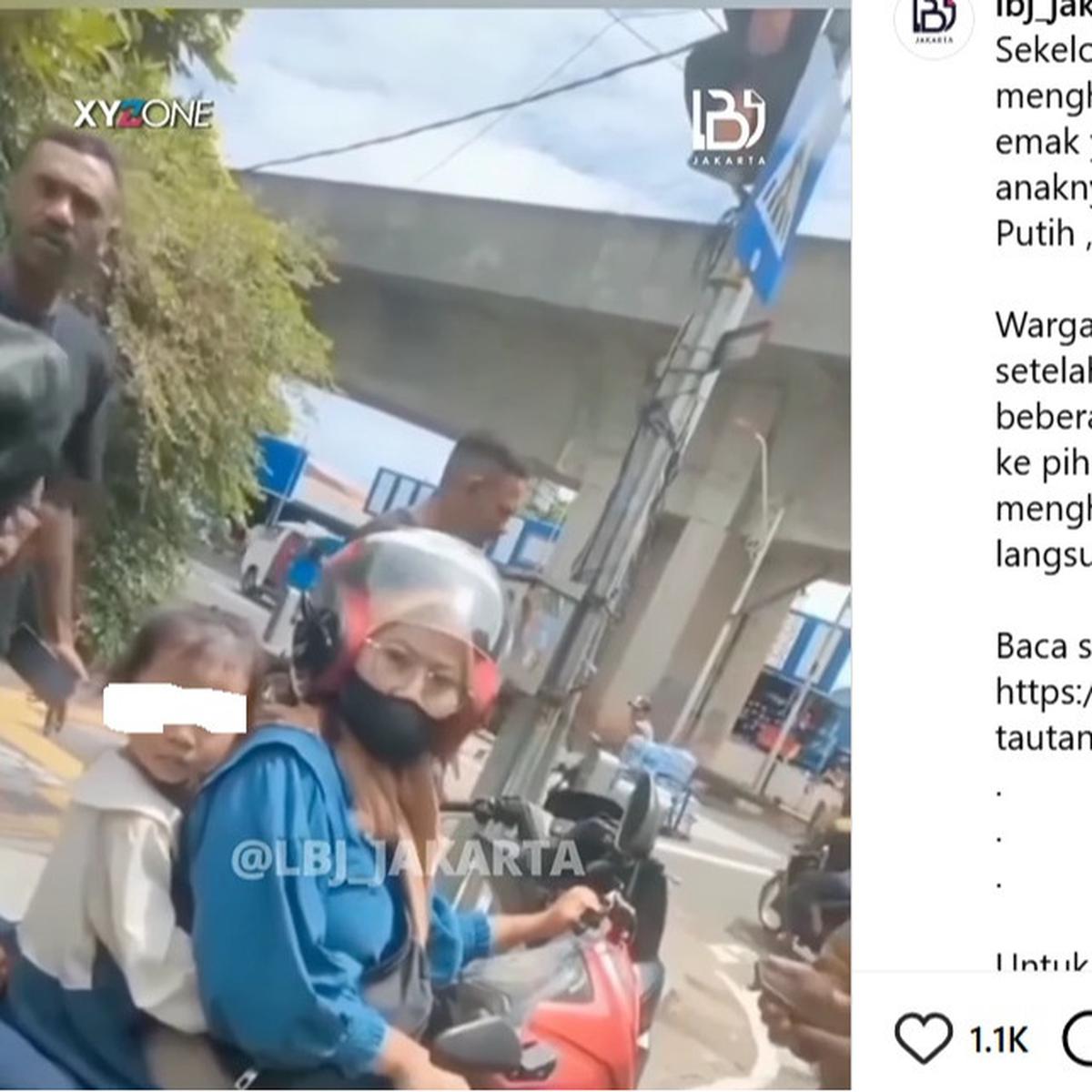 debt collector tarik motor ibu-ibu bonceng anak