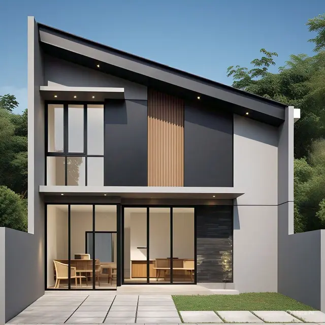 Ide Kombinasi Warna Cat Fasad Rumah Abu-abu dan Hitam/via Meta AI