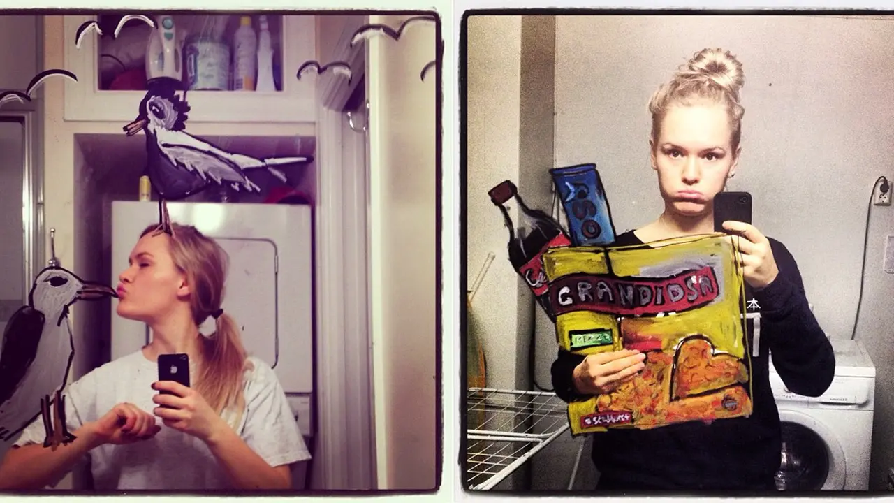 Creative Selfie with Painted Mirror 0714 3