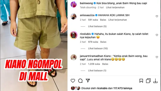 Celetukan Kiano Saat Tak Sengaja Ngompol di Mal Bikin Ngakak: Ketika Anak Baim Wong Bau Sapi. (instagram.com/baimwong)