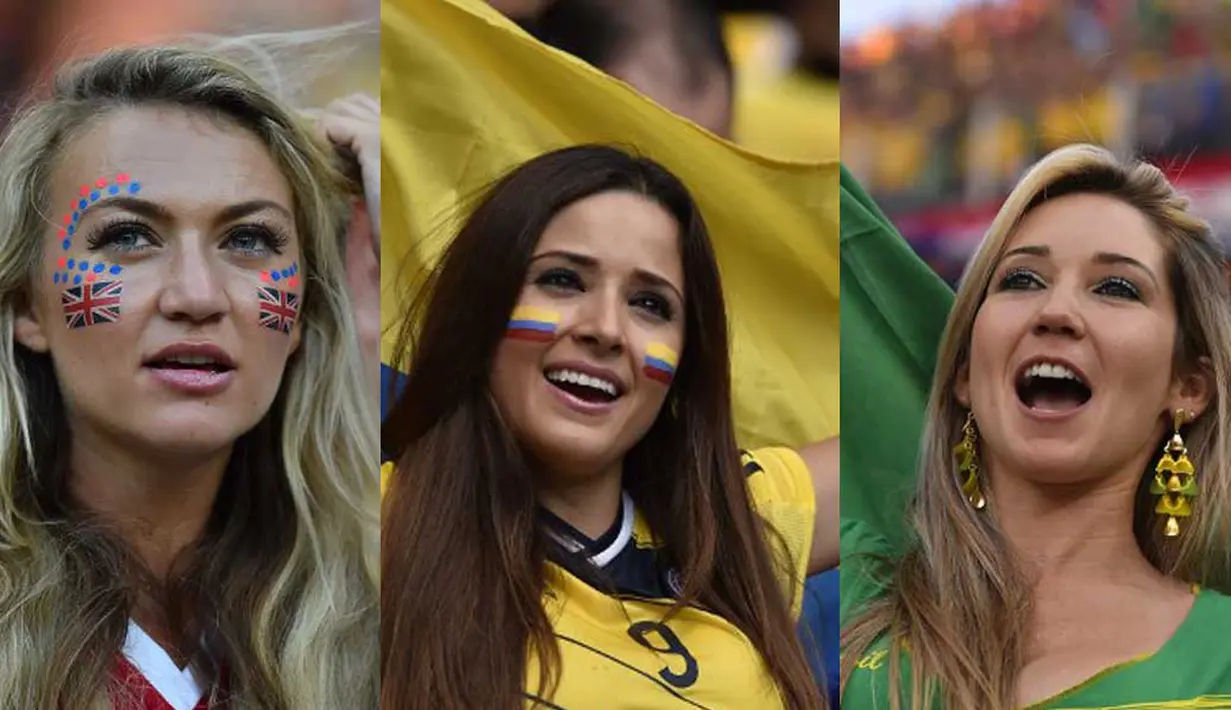 Ternyata Piala Dunia 2014 mampu menghipnotis para kaum hawa berparas cantik (AFP PHOTO / FABRICE COFFRINI ) 