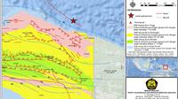 Peta kawasan rawan bencana gempa bumi di barat laut Jayapura, Papua. (sumber gambar: PVMBG Badan Geologi)