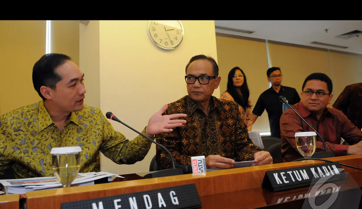 Menteri Perdagangan, Muhammad Lutfi menerangkan sebelumnya Kemendag dan Kadin telah melakukan kerjasama pada pada periode 2011 sampai 2014. Lalu, perjanjian ini diperpanjang jadi 2014 sampai 2017, Jakarta, Rabu (20/8/2014) (Liputan6.com/Faisal R Syam)