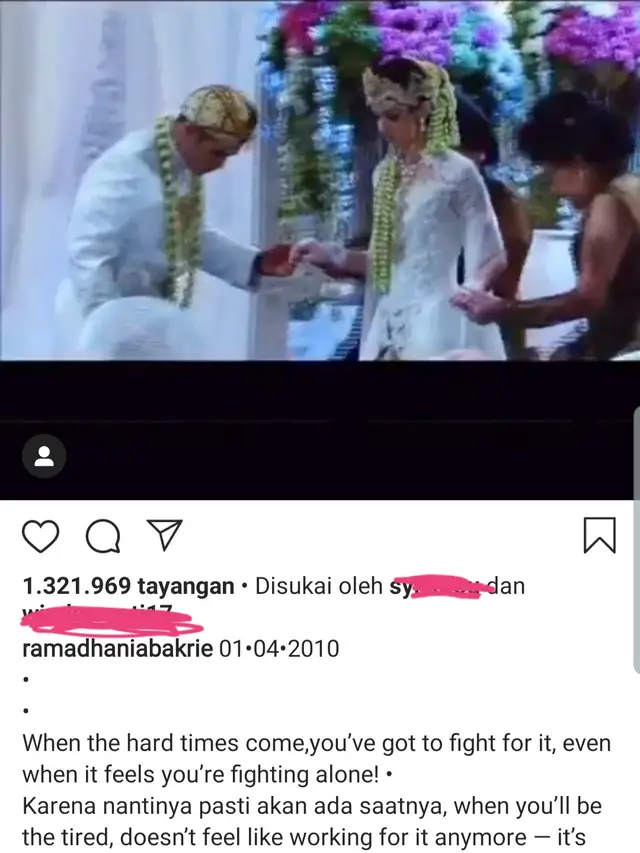 Unggahan Nia Ramadhani. (Foto: Instagram @ramadhaniabakrie)