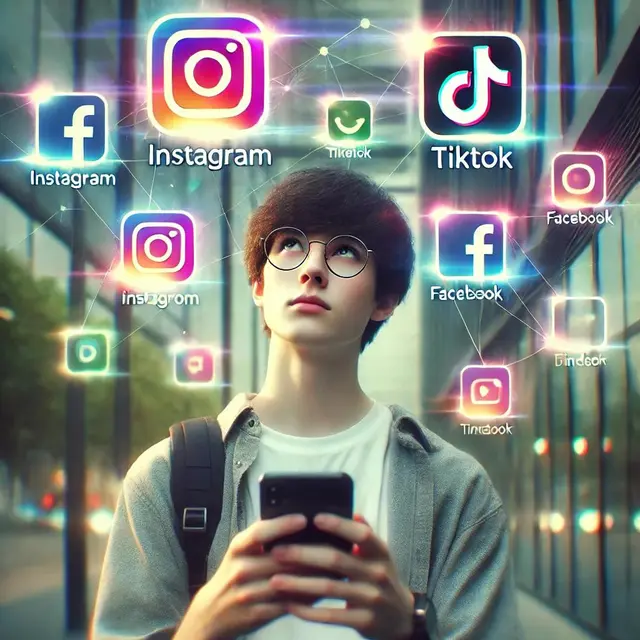 Ilustrasi bermain media sosial (medsos). (Foto by AI)