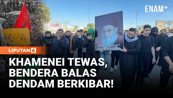 Baghdad Gelar Prosesi Duka untuk Khamenei, Massa Kibarkan Bendera Balas Dendam