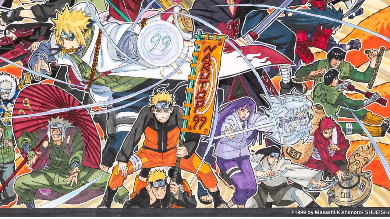 Poster hasil voting karakter Naruto paling populer di dunia. Hokage Keempat Minato Namizake meraih posisi 1.