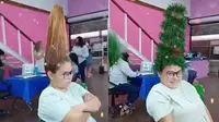 Viral Gaya Rambut Unik Sambut Hari Natal, Bikin Geleng Kepala. (Sumber: TikTok/julia.campos2106)