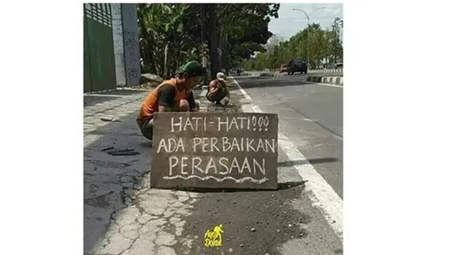 6 Tulisan Imbauan Hati-Hati Ini Bikin Senyum Tipis
