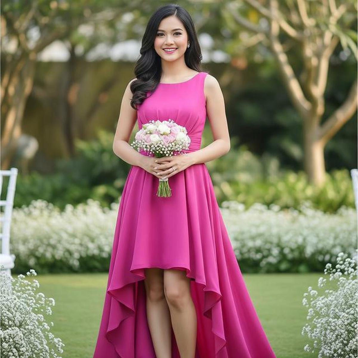 7 Inspirasi Model Baju Bridesmaid Warna Pink Fanta, Tampil Cerah dan Modern