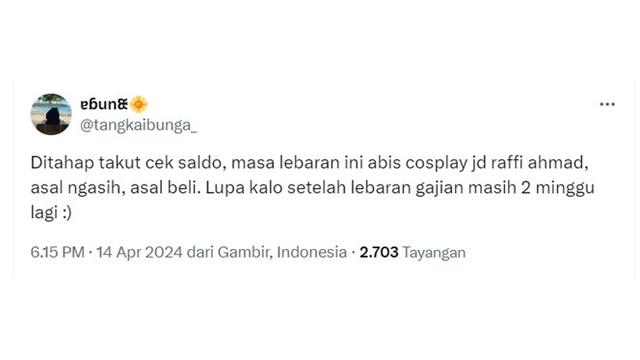 6 Cuitan Netizen Lihat Saldo ATM Setelah Lebaran, Bikin Senyum Getir