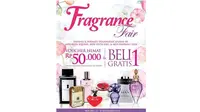 Matahari department store sedang menggelar promo beli 1 gratis 1 khusus parfum.