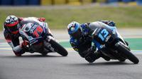 Pembalap SKY Racing Team VR46, Celestino Vietti, tim yang dimiliki Valentino Rossi bakal mundur dari gelaran Moto3 mulai musim 2021. (JEAN-FRANCOIS MONIER / AFP)