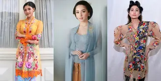 Erina Gudono tampil dengan kebaya encim oranye berbordir bunga. Bisa dipadukan dengan bawahan kain. [Instagram/@erinagudono]