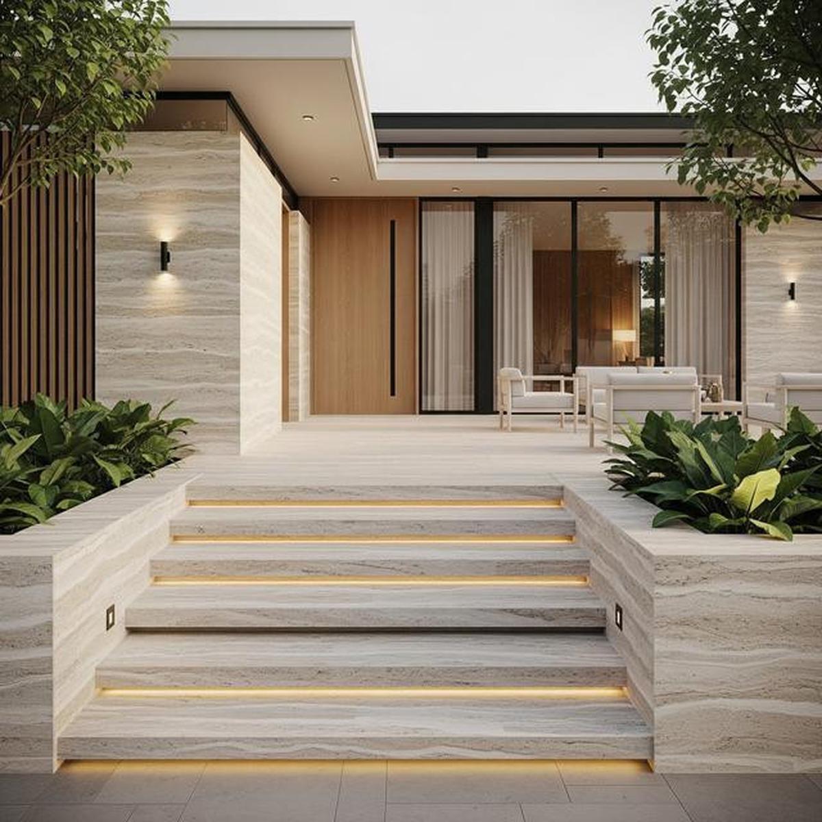 7 Model Rumah Minimalis dengan Tangga Depan Batu Alam, Hadirkan Kesan Mewah dan Elegan