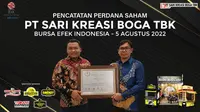 Pencatatan perdana saham PT Sari Kreasi Boga Tbk (RAFI), Jumat (5/8/2022) (Foto:BEI)