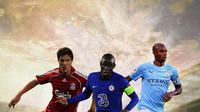 Ilustasi - Xabi Alonso, N'golo Kante, Fernandinho (Bola.com/Adreanus Titus)
