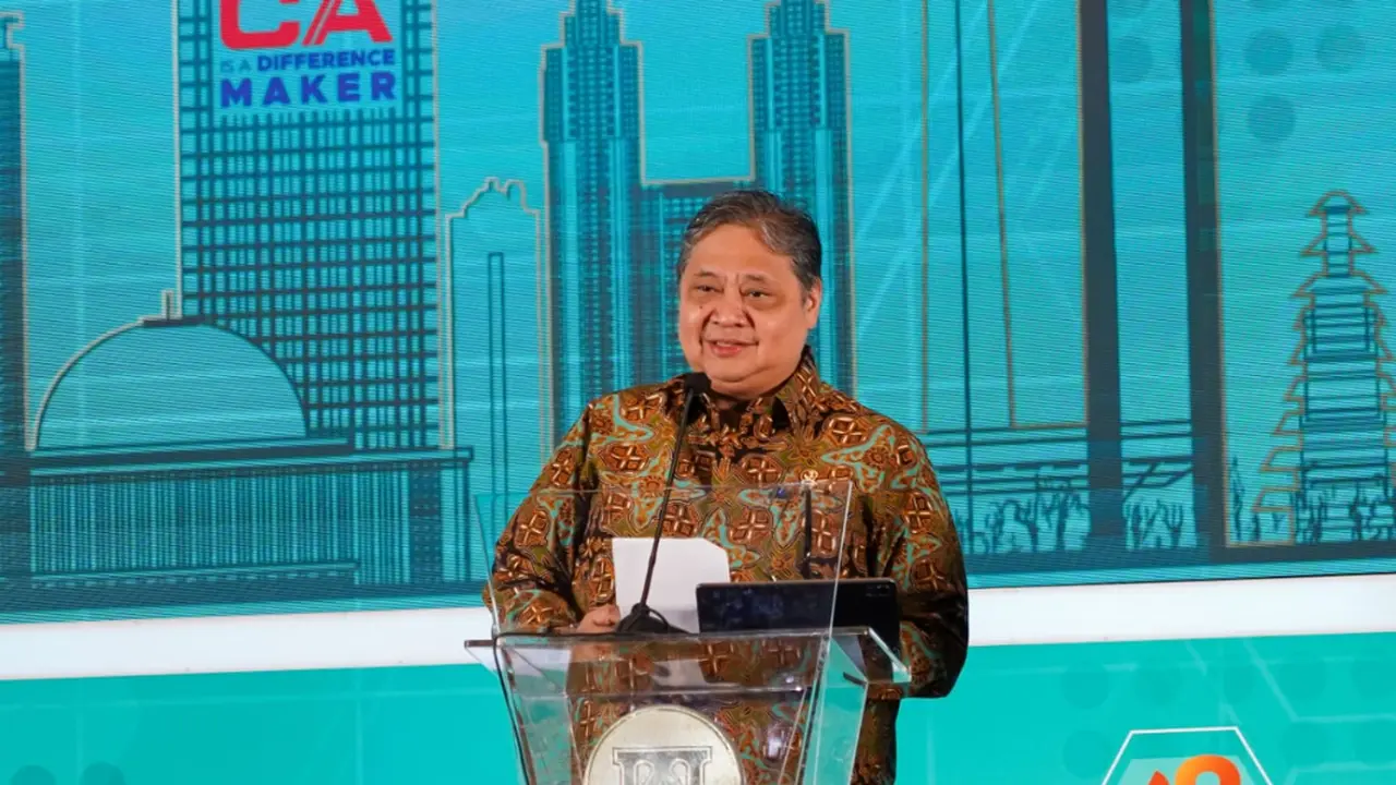 Menko Bidang Perekonomian Airlangga Hartarto ketika memberikan keynote speech dalam Pembukaan Acara HUT ke-68 IAI dan IFAC Connect Asia Pacific 2025, di Jakarta, Rabu (3/12/2025). (Foto:ekon.go.id)