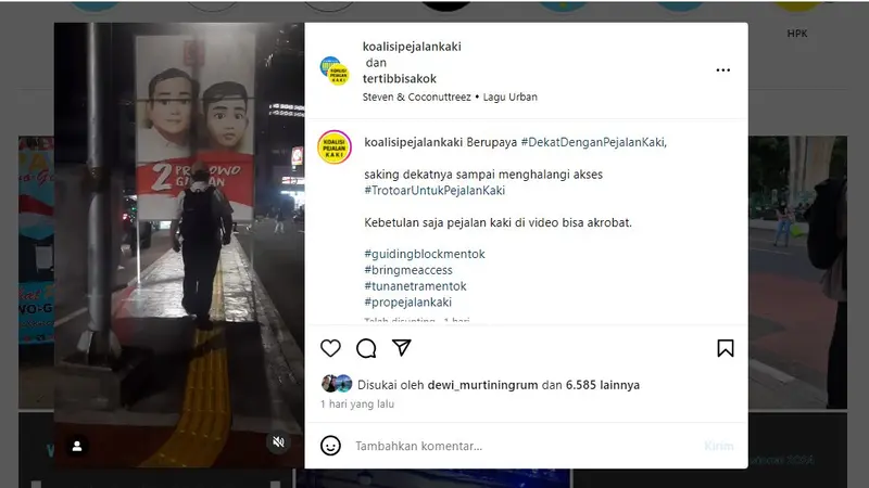 Viral Baliho Prabowo-Gibran Terpasang di Tengah Trotoar