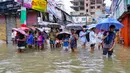 Wilayah yang paling terdampak banjir, yakni Feni, Moulvibazar, Habiganj, Comilla dan Chittagong. (Foto oleh AFP)