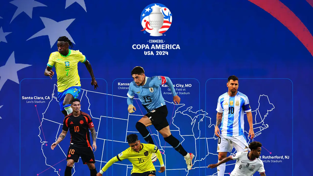 Copa America - Bintang-Bintang Copa America 2024 dengan Background Peta Amerika