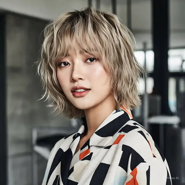 Shaggy dengan Curtain Bangs - Korean Inspired