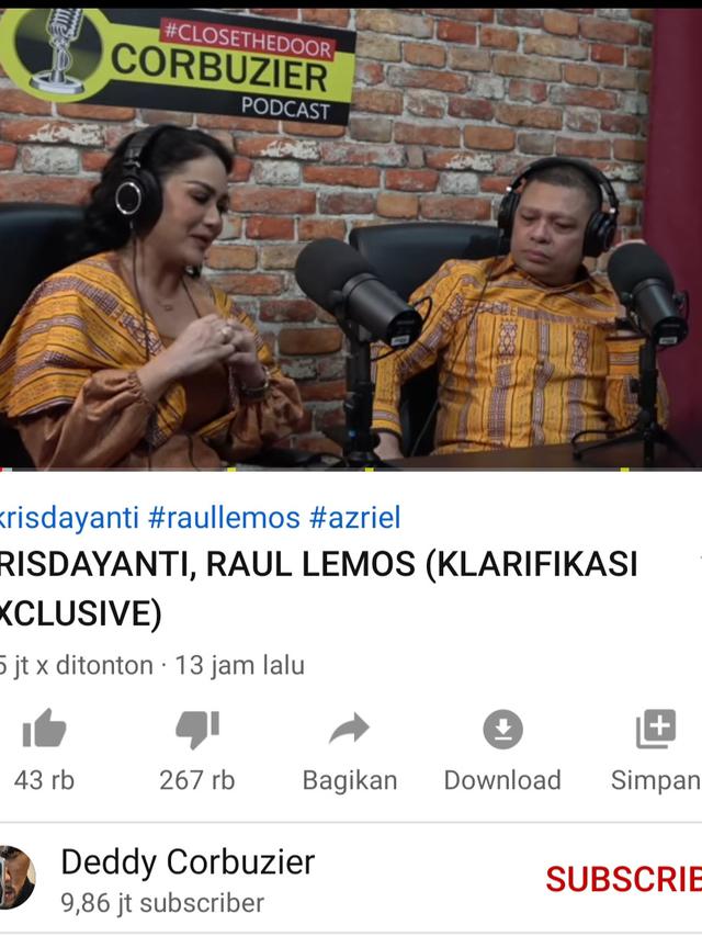 Unggahan Deddy Corbuzier. (Foto: YouTube Deddy Corbuzier)